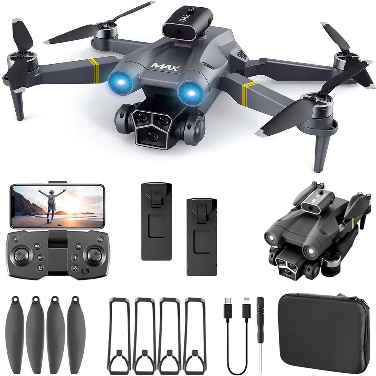 M3 Max Drone 4K Hd Dual Camera Drone | Brushless Motor Drone for Kids Beginners, FPV Foldable RC Code Drone , Online Mode Beyond-Range Loss Alert Toys for Kids and Adults