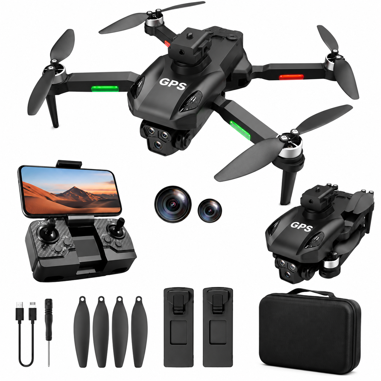 LM12 Drone - 4K HD Dual Camera Fpv Wifi 5g GPS Brushless Helicopter Drone  2 battery