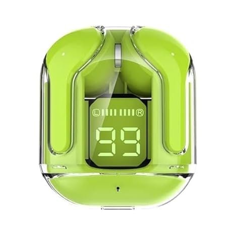 Ultrapods TWS Earbud Transparent Design, 30 Hrs Playtime with Fast 30 Hrs Playtime with Fast Charging Bluetooth 5.313Mm Hd Bass Drivers (Green) - in Ear