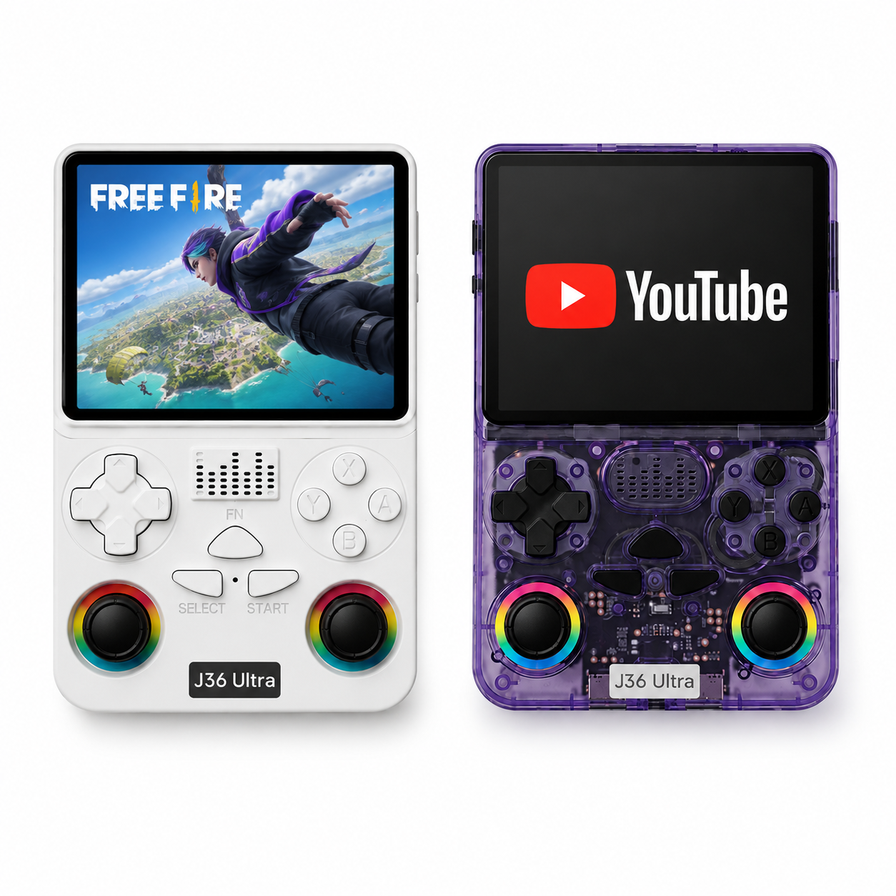 J36 Ultra Handheld Gaming Console, Orange, RGB Dual Joysticks, Portable Retro Game Player Multicolour as per availibility