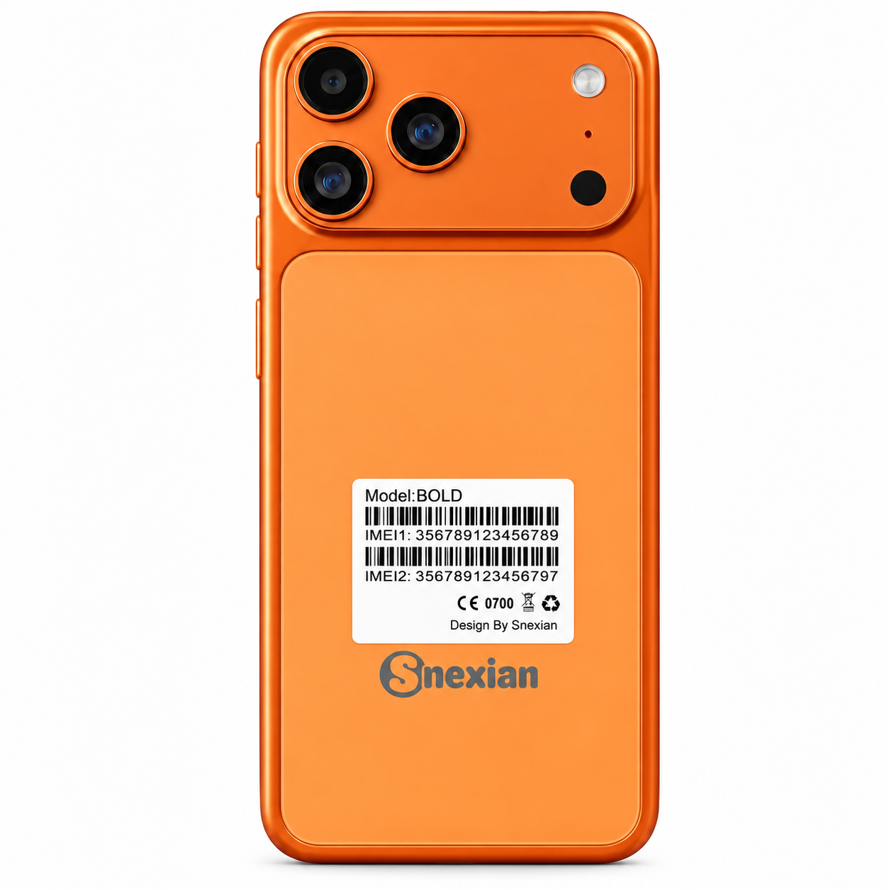 Snexian Bold T670 Mobile Phone – Premium Orange Design, GPS Navigation, WiFi, Bluetooth Connectivity & Smart Features | Buy Online at Udyamsales.com