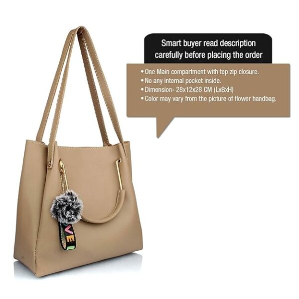 Udyamsales Women's stylish Handbags(1LR-bib) Cream - Image 6