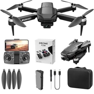 F198 Drone with 4K HD Dual Camera Brushless Motor, Wi-Fi FPV, 360° Flip, Gesture Selfie, Follow Me, One-Key Takeoff/Landing, GPS Positioning Long Flight Time Aerial Photography Drone