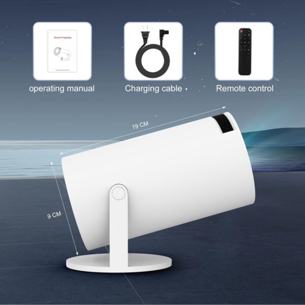 Smart Projector with Android 11 HD Projector 1080P 4K WiFi6 BT Home Theater Video Projector 180° Rotatable Stand Car Keystone Correction for Mobile Phone TV Stick - Image 4