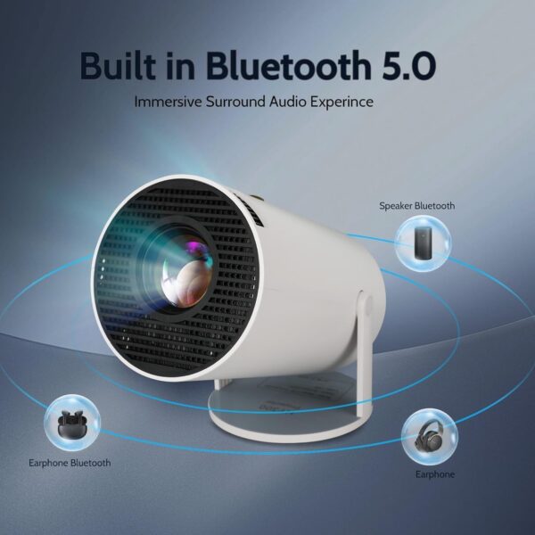 Smart Projector with Android 11 HD Projector 1080P 4K WiFi6 BT Home Theater Video Projector 180° Rotatable Stand Car Keystone Correction for Mobile Phone TV Stick - Image 2