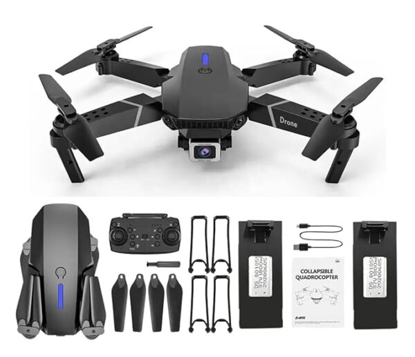 Drone with 4k Camera Foldable 1080P E88 HD Drone with FPV Live Video, Smart Gestures Selfie, Altitude Hold, One Key Take Off/Landing, 3D Series Flips, Aerial Code Photography for Kids and Adults.