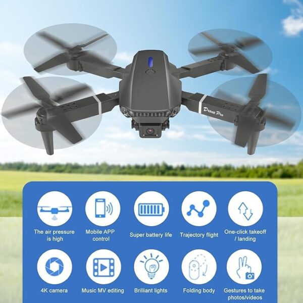 Drone with 4k Camera Foldable 1080P E88 HD Drone with FPV Live Video, Smart Gestures Selfie, Altitude Hold, One Key Take Off/Landing, 3D Series Flips, Aerial Code Photography for Kids and Adults. - Image 5