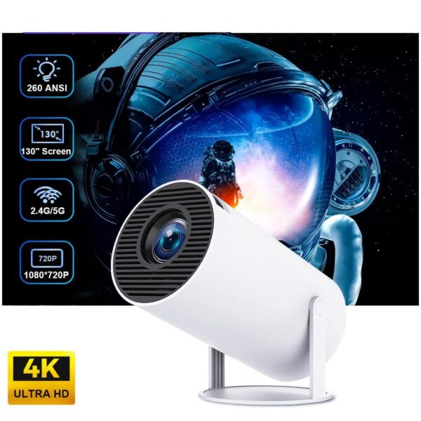 Smart Projector with Android 11 HD Projector 1080P 4K WiFi6 BT Home Theater Video Projector 180° Rotatable Stand Car Keystone Correction for Mobile Phone TV Stick - Image 7