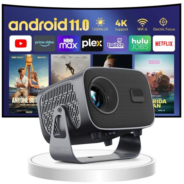 Smart Android 13.0 Projector, 4K Support, 12000 LUX, WiFi 6, Electric Focus, Built-in Streaming Apps - Image 6
