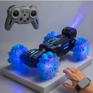 Honestum RC Stunt Car, 4WD 2.4GHz Remote Control Gesture Sensor Toy, Double Sided Rotation, Off Road Vehicle with Lights - (Multi Color)